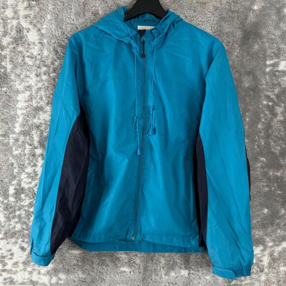 St. John's Bay Jackets & Blazers - St Johns Bay Womens size M Windbreaker Outdoor Hooded Jacket Blue Drawstring Zip